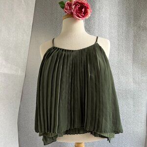 Abercrombie & Fitch Army Green Pleated Spaghetti Strap Lined Tank Size XS